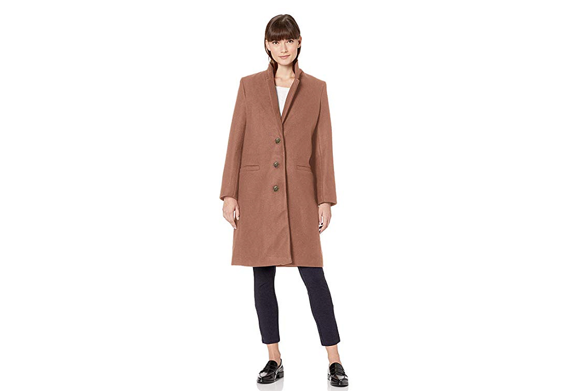 Amazon Essentials Women's Plush Button-Front Coat (Camel)