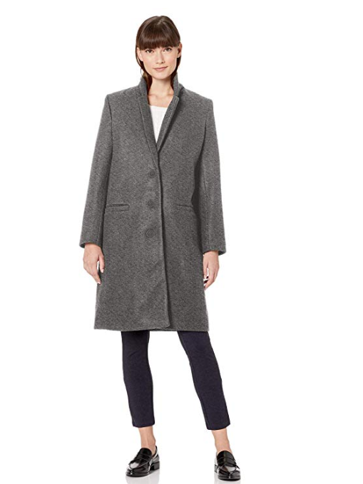 Amazon Essentials Women's Plush Button-Front Coat (Grey Heather)