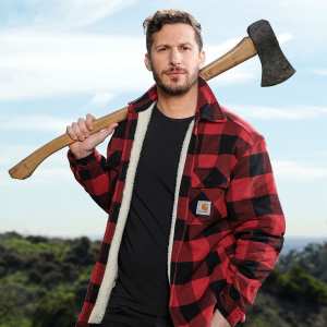 Andy Samberg Men’s Journal Holding Axe