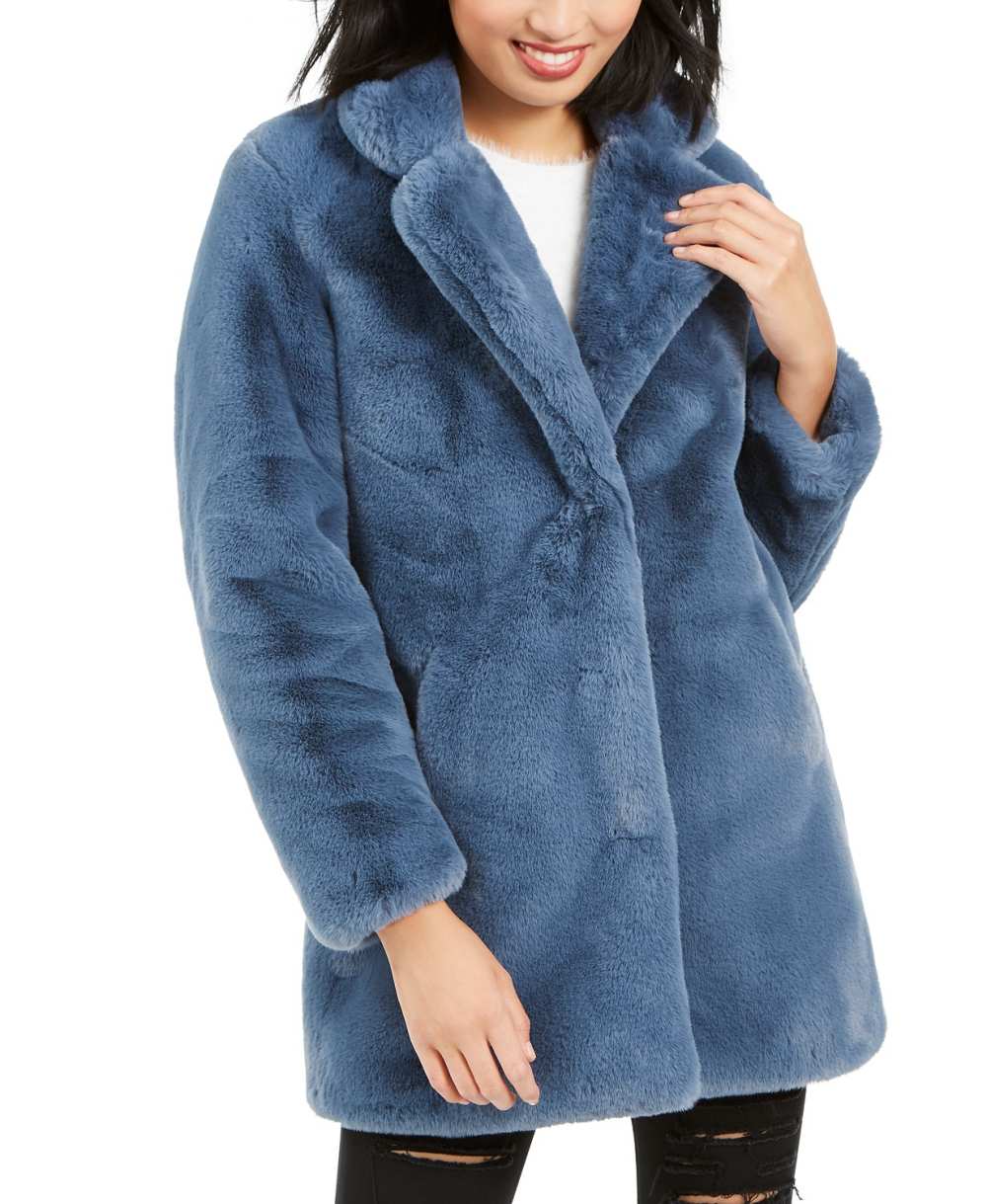 Apparis Eloise Faux-Fur Coat (Steel Blue)