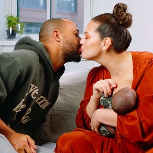 Justin Ervin and Ashley Graham Breast-Feeding Newborn Son Isaac