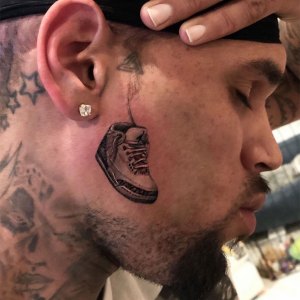 Chris Brown Air Jordan Face Tattoo