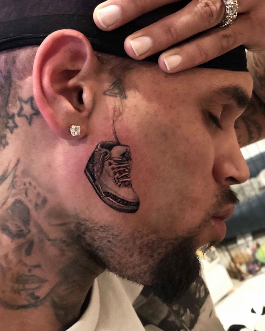 Chris Brown Air Jordan Face Tattoo