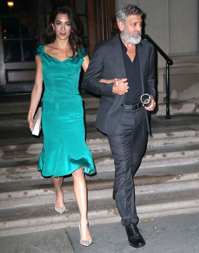 George Clooney and Amal Clooney Green Dress Gallery