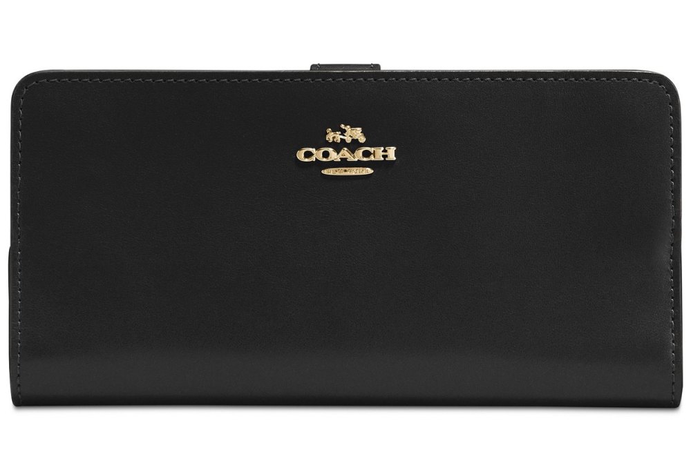 Coach Skinny Wallet in Refined Leather (Black/Gold)