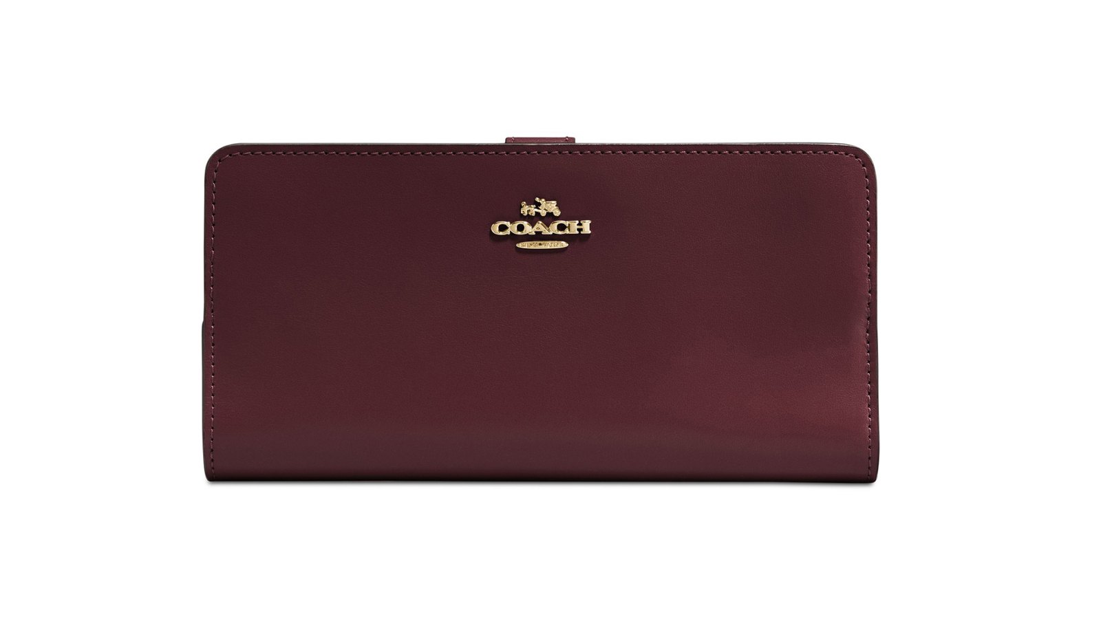 Coach Skinny Wallet in Refined Leather (Oxblood/Gold)