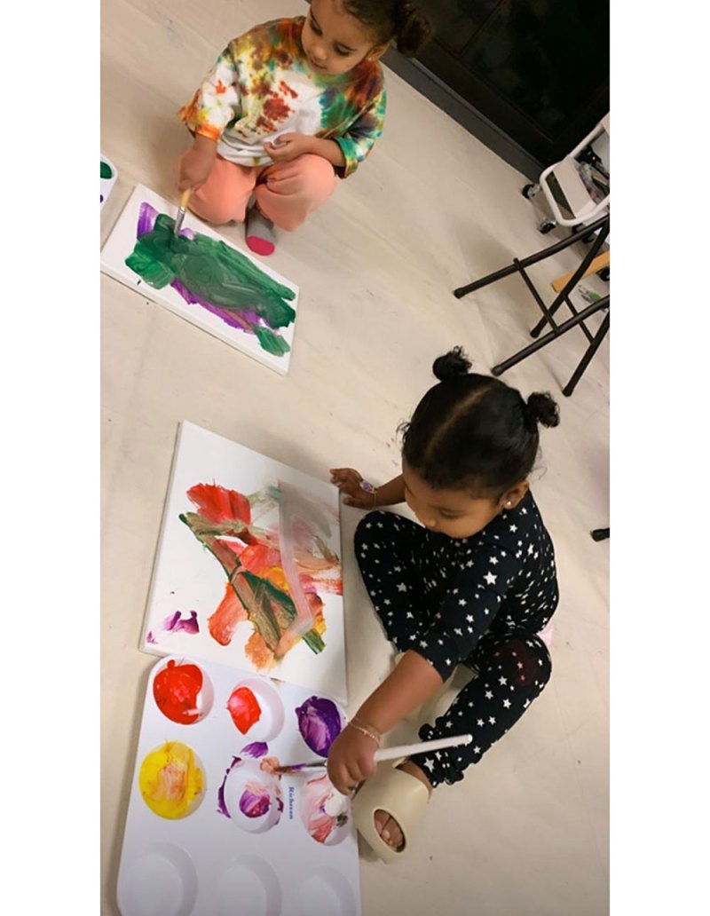 Dream Kardashian and True Thompson Painting Together