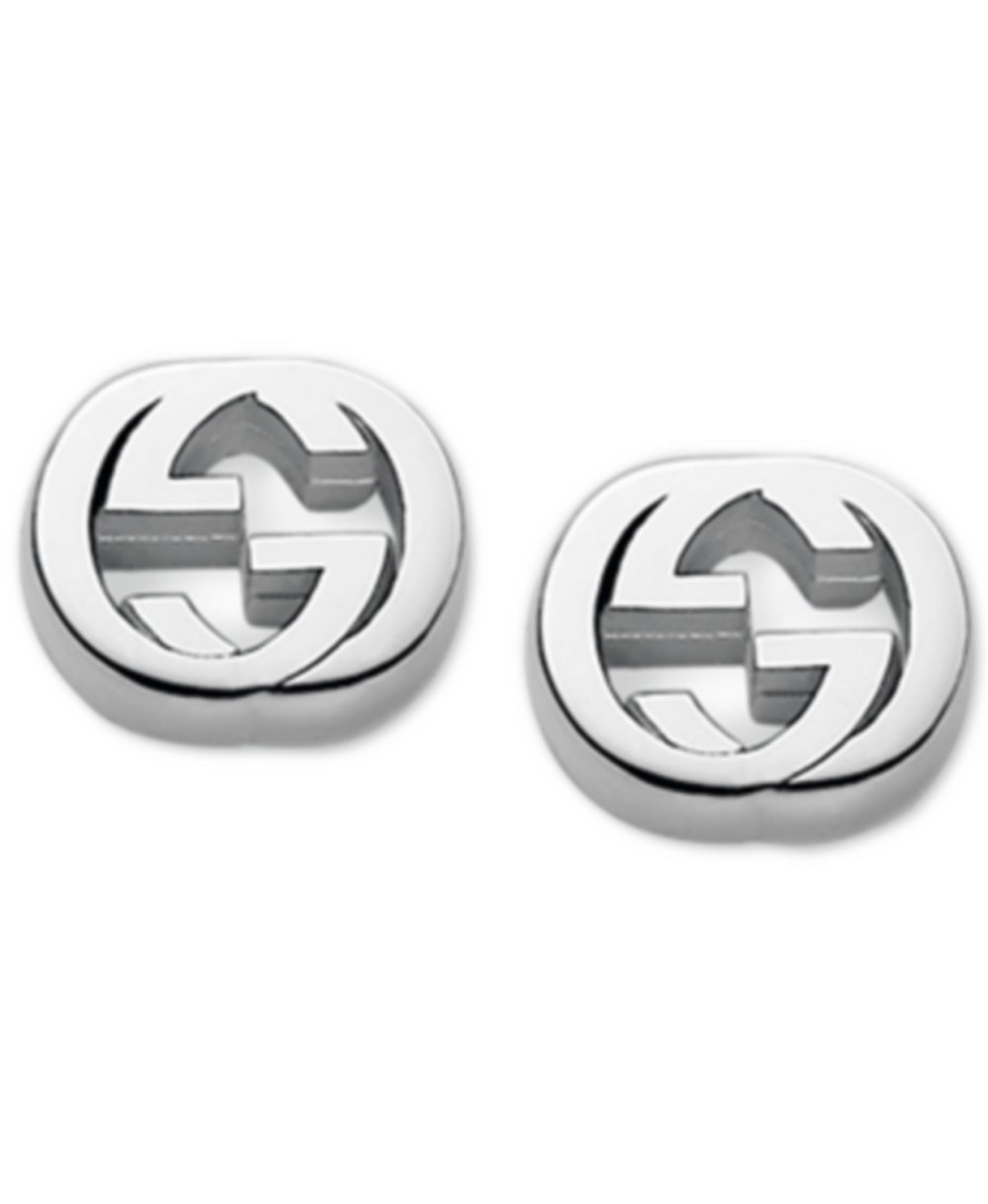 Gucci Women's Sterling Silver Interlocking G Stud Earrings
