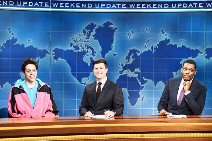 Is Pete Davidson Leaving Saturday Night Live Pete Davidson Colin Jost and Michael Che on Weekend Update on Saturday Night Live