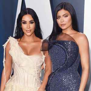 Kim Kardashian and Kylie Jenner at Vanity Fair's 2020 Oscar Party