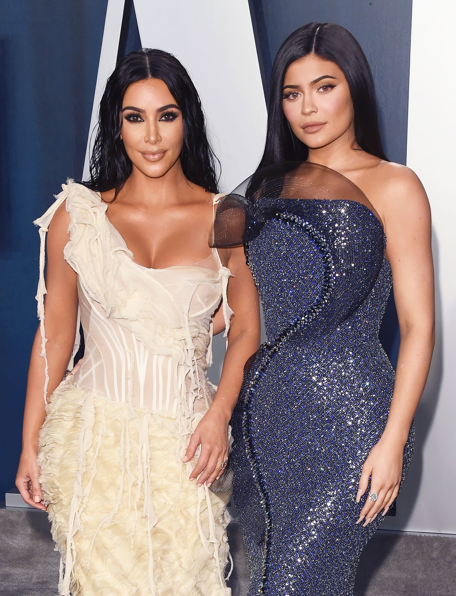 Kim Kardashian and Kylie Jenner at Vanity Fair's 2020 Oscar Party
