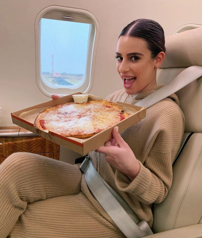 Lea Michele pizza private plane