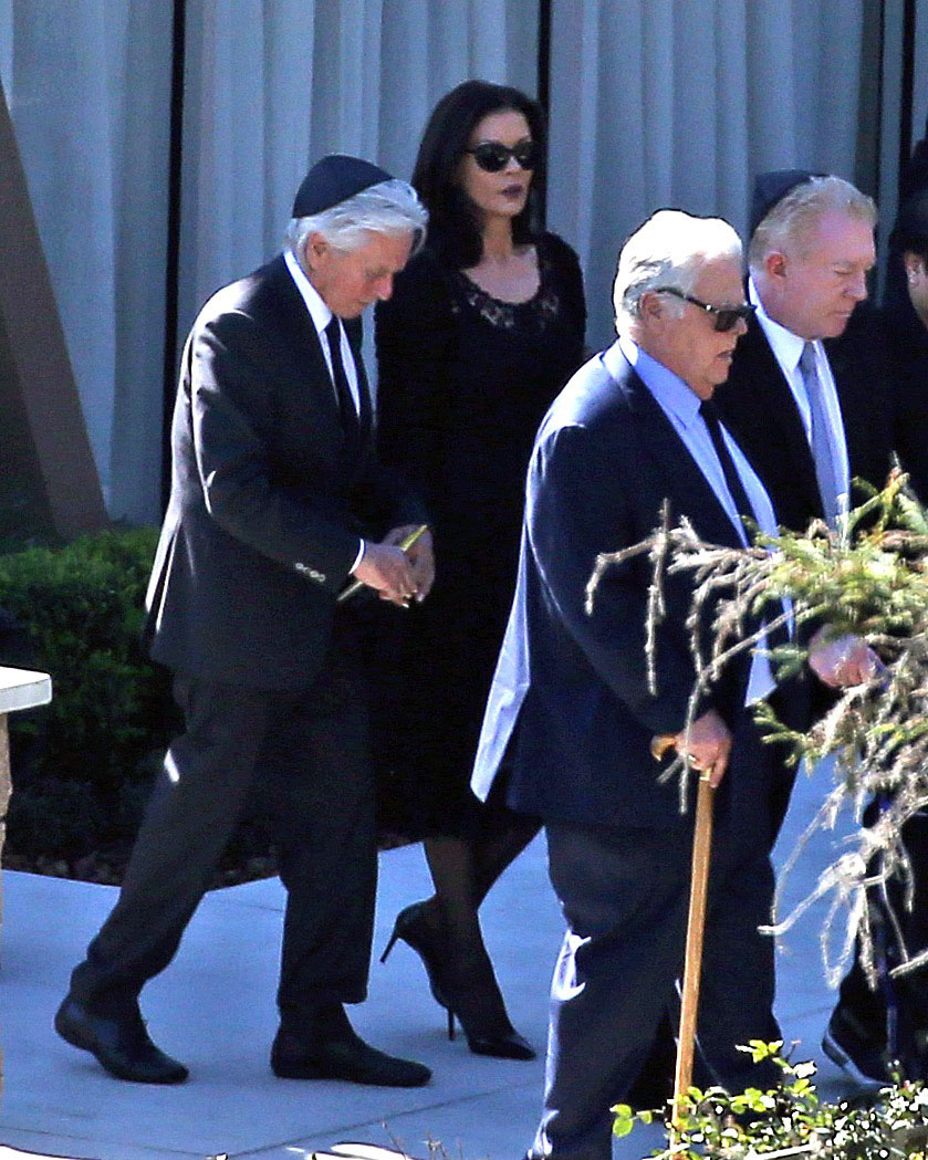 Michael Douglas and Catherine Zeta-Jones at Kirk Douglas funeral in Los Angeles