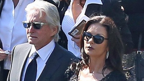Michael Douglas and Catherine Zeta-Jones at Kirk Douglas funeral in Los Angeles