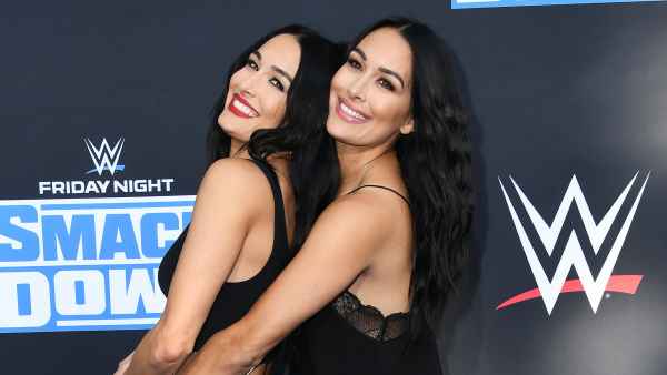 Pregnant Nikki Bella and Brie Bella Compare Baby Bumps in Tight Dresses 2