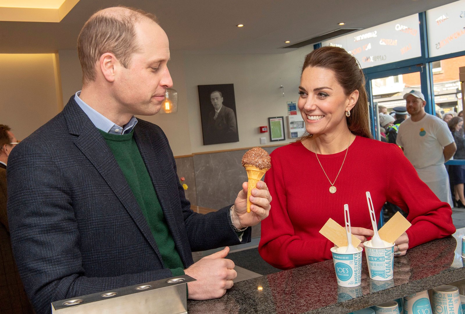 Prince William and Catherine Duchess of Cambridge Kate Middleton Eat Ice Cream