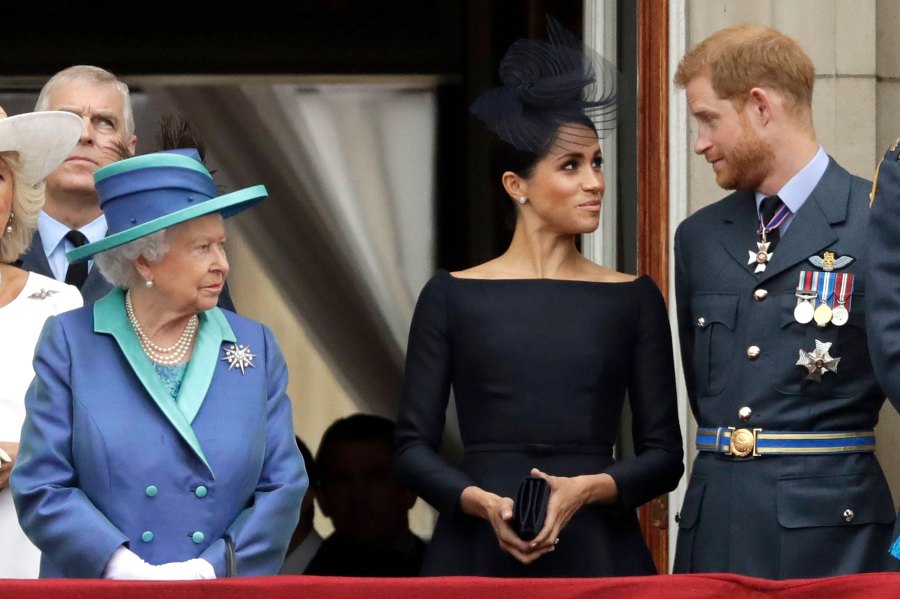 Buckingham Palace Queen Elizabeth II, Meghan Markle the Duchess of Sussex and Prince Harry
