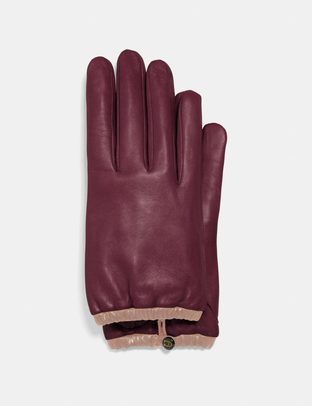 Sculpted Signature Gathered Leather Tech Gloves