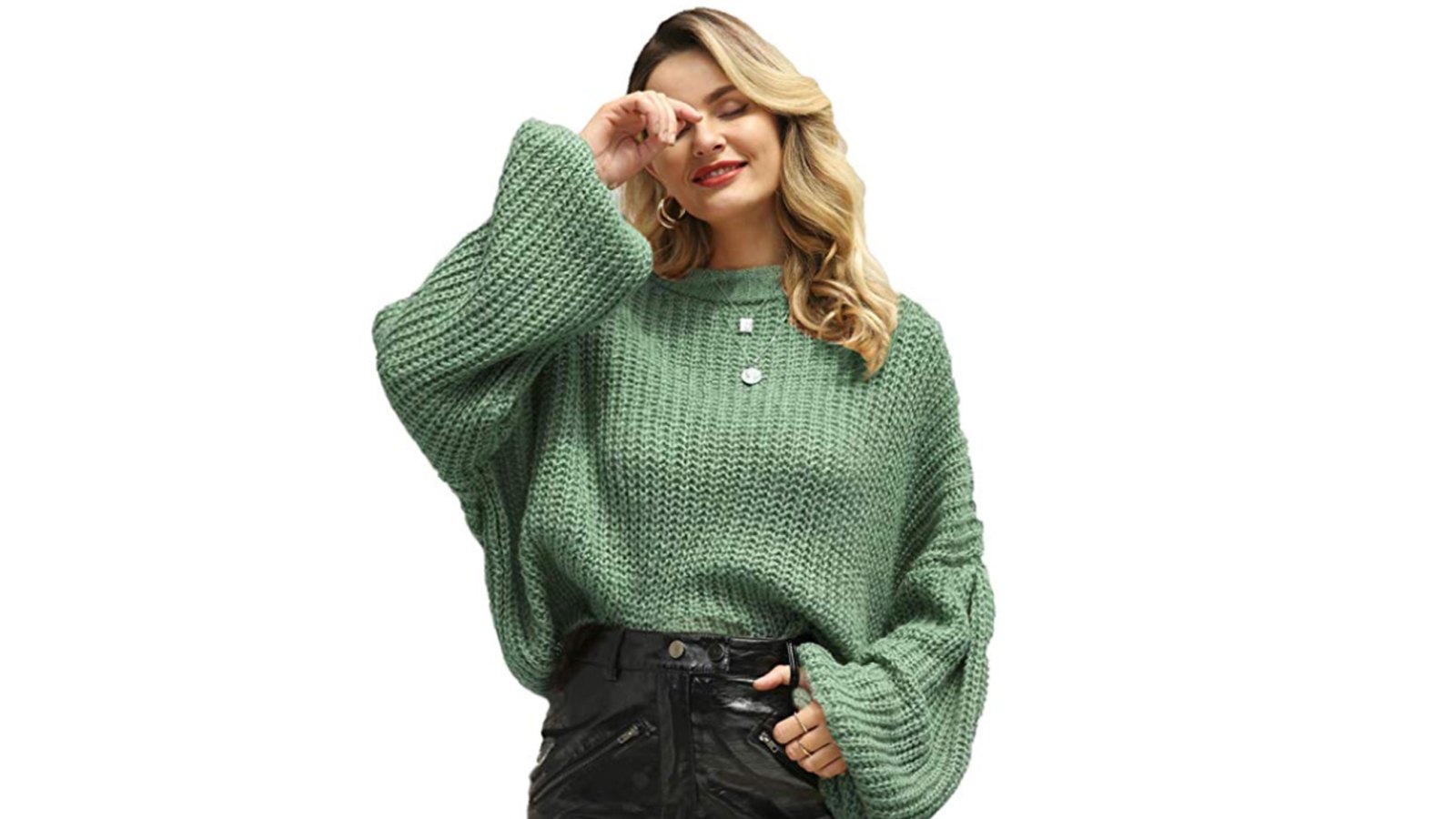 Simplee Women's Casual Long Sleeve Pullover Knit Sweater (Green)