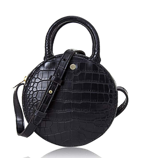 The Lovely Tote Co. Canteen Purse Circle Crossbody Bag (Black)