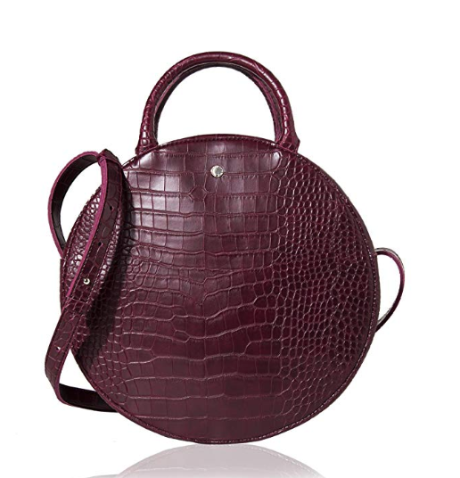 The Lovely Tote Co. Canteen Purse Circle Crossbody Bag (Wine)