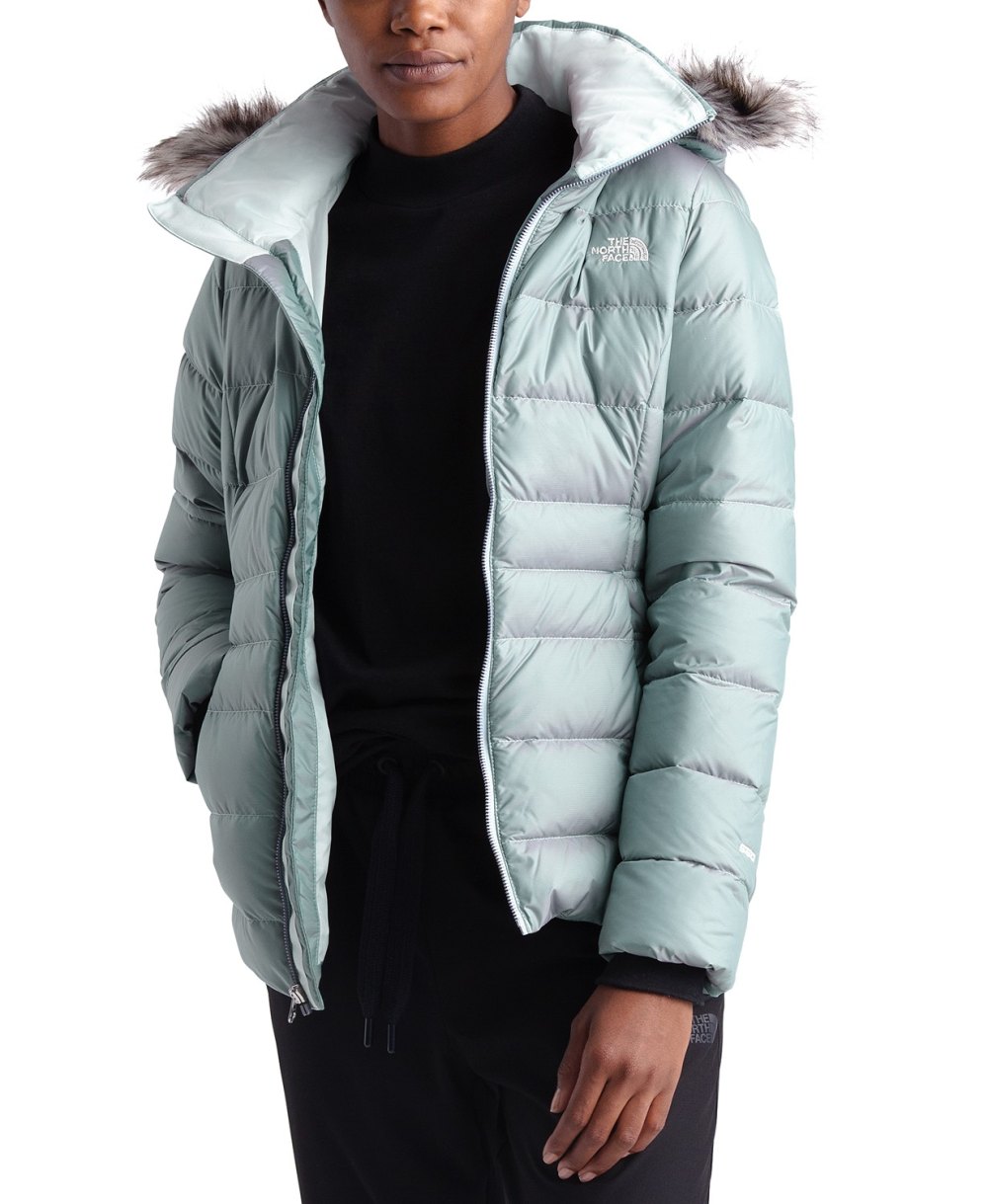 The North Face Women's Gotham Hooded Faux-Fur-Trim Parka Coat (Blue Frost Iridescent)