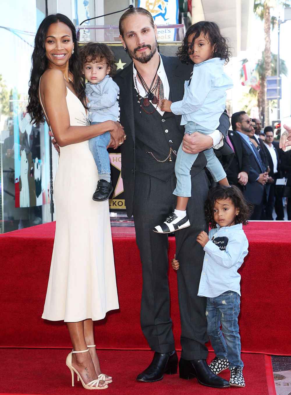 Zoe Saldana and Marco Perego with their children Zoe Saldana’s Kids Understand She Is Famous