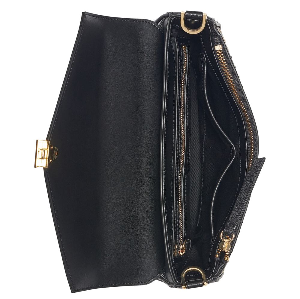 Calvin Klein Lock Leather Studded Shoulder Bag