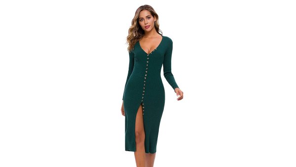 CMZ2005 Button Down Bodycon Dress