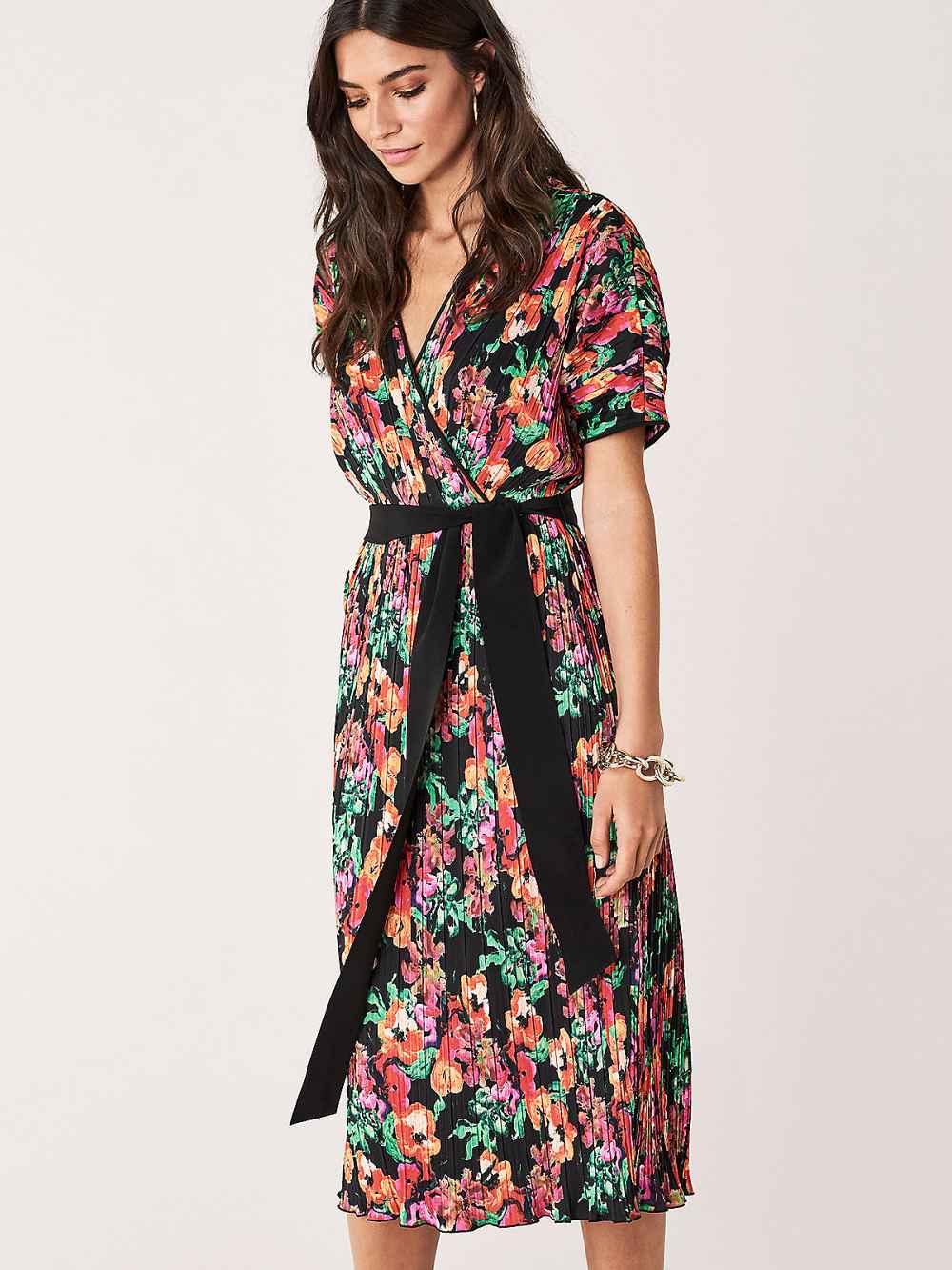 Autumn Pleated Poly-Blend Dress