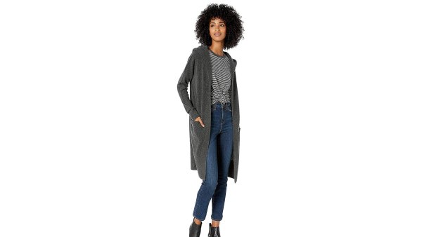 Goodthreads Mid-Gauge Stretch Hooded Longline Cardigan Sweater