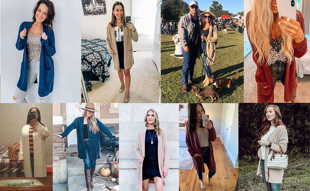 QIXING Casual Open Front Knit Cardigan