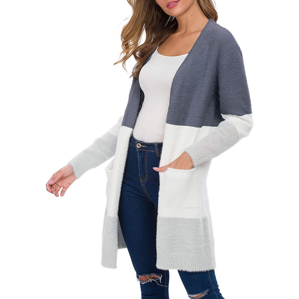 QIXING Casual Open Front Knit Cardigan