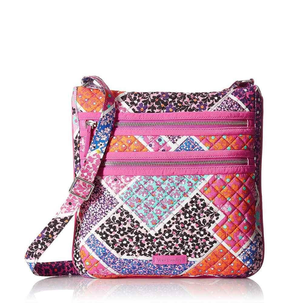 Vera Bradley Signature Cotton Triple Zip Hipster Crossbody Purse