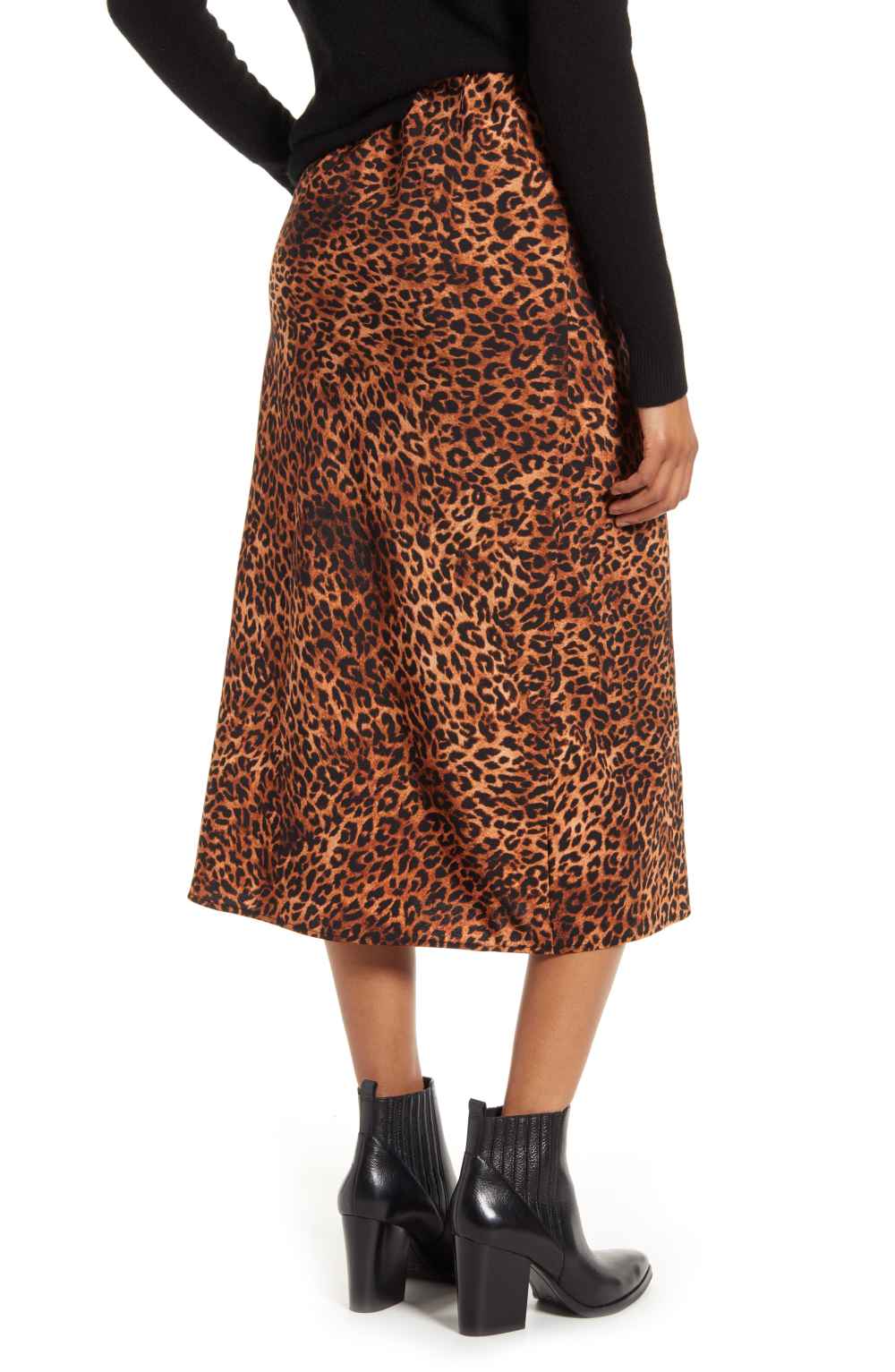 Bobeau Lyndon Bias Cut Midi Skirt (Textured Leopard)