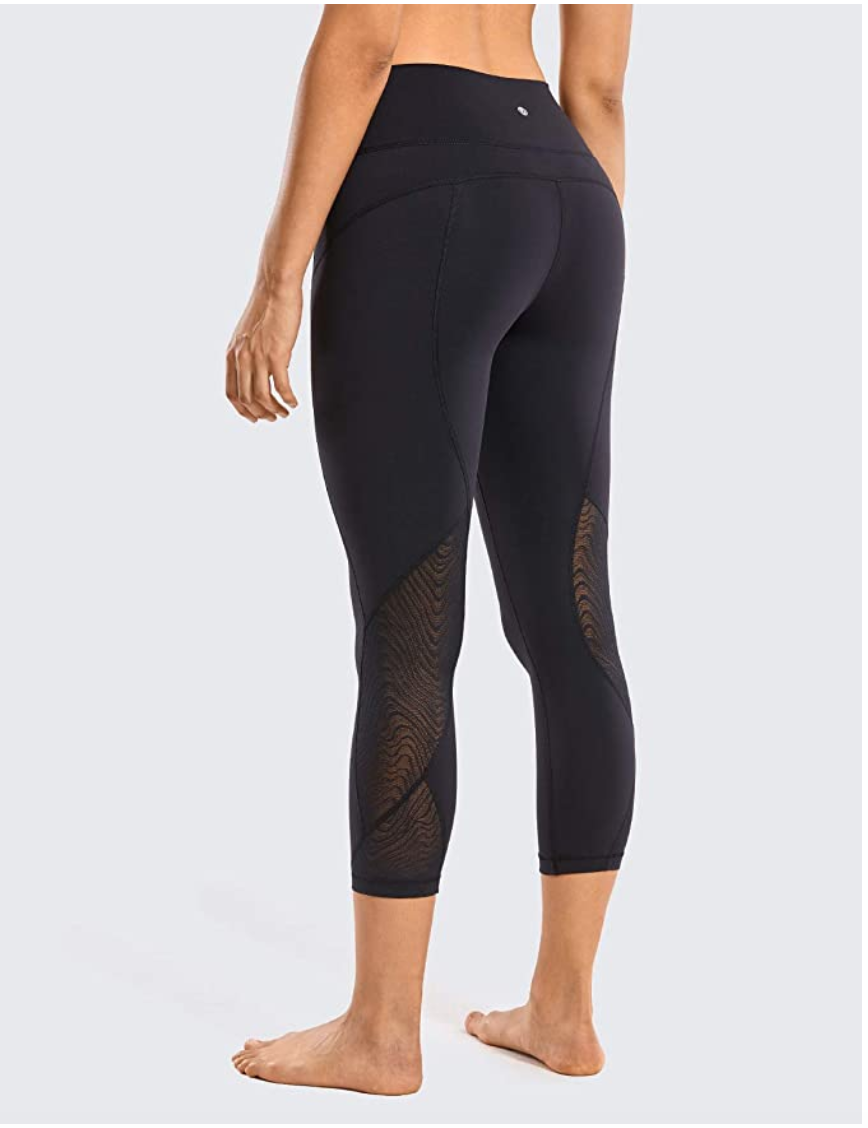 CRZ YOGA Women's Yoga Capri Tights (Black)