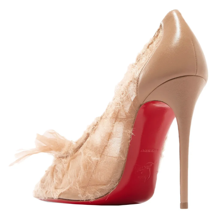 Christian Louboutin Toufrou 100 Bow-Embellished Frayed Chiffon, Mesh and Leather Pumps