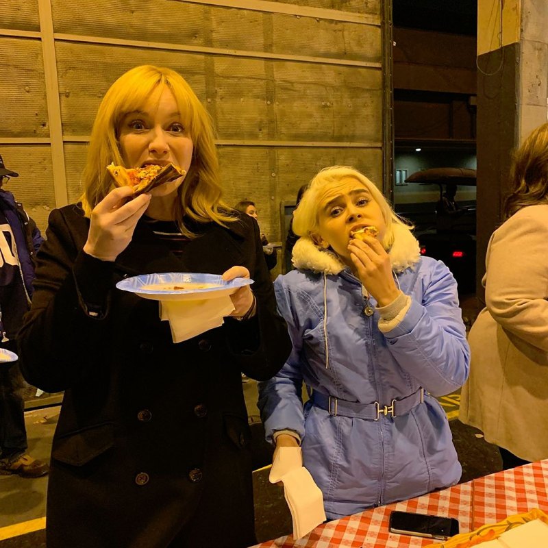 Christina Hendricks and Mae Whitman Pizza Instagram