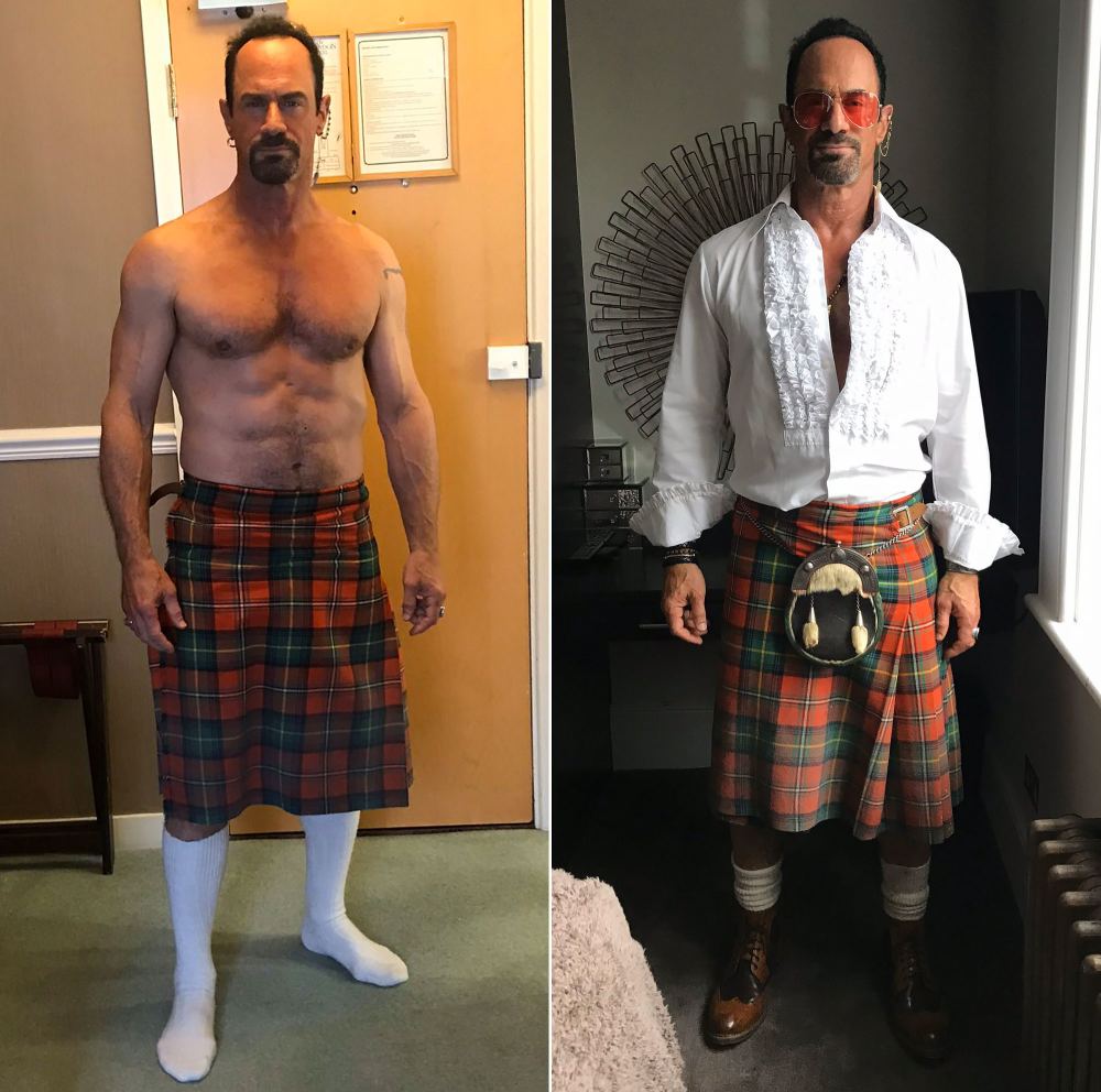 A Shirtless Christopher Meloni Puts on a Kilt to Wear During Quarantine