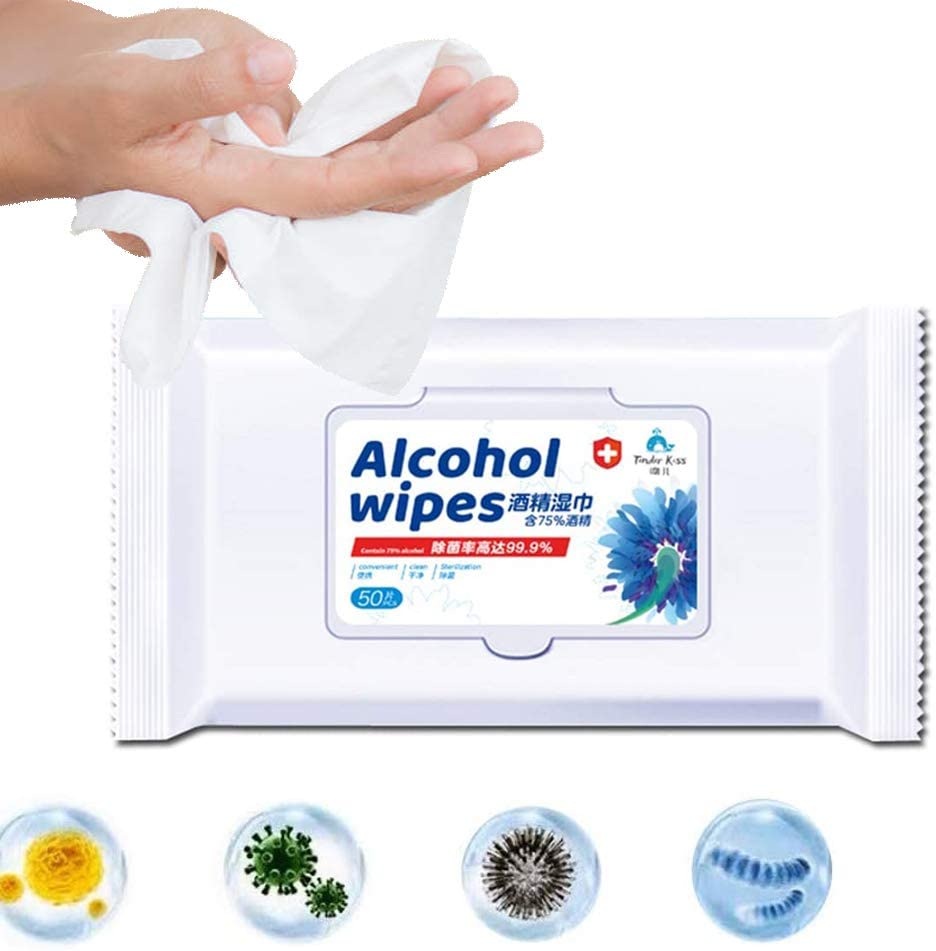 Disinfectant Wipes, 75% Alcohol Cleaning Wet Wipes (50 Pack)