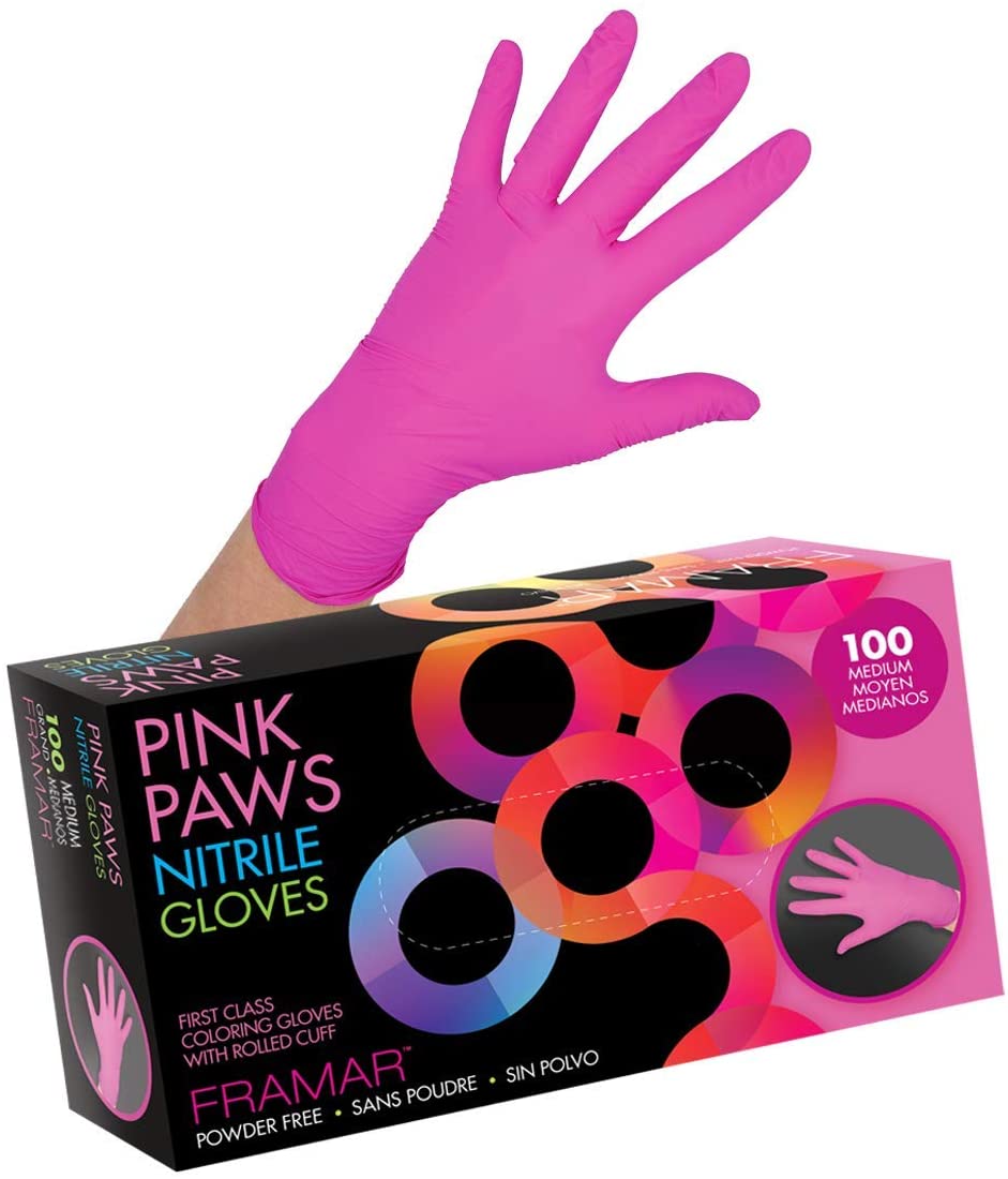Framar Pink Paws Nitrile Gloves