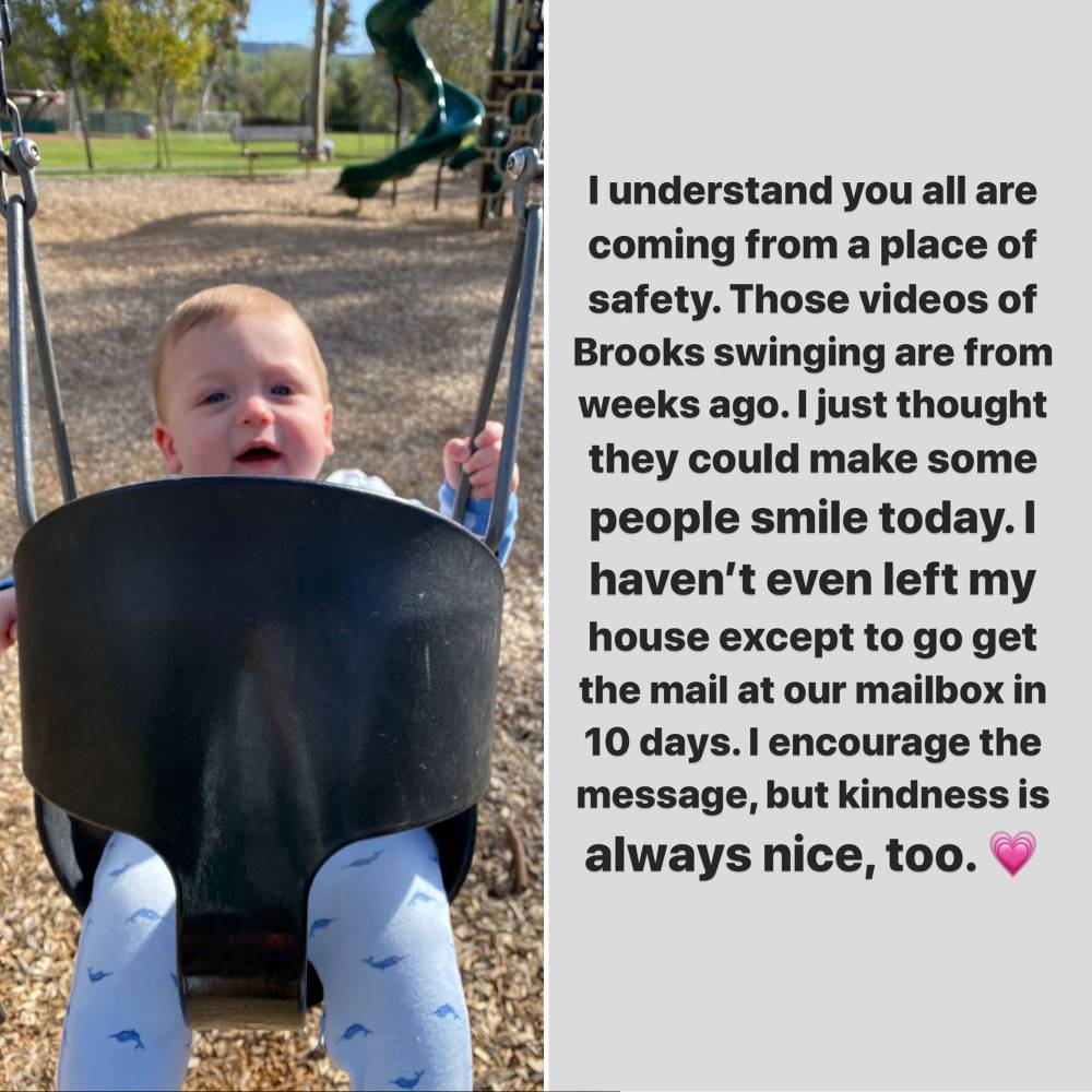 Jade Roper Defends Video of Son Brooks Swinging Amid Coronavirus Instagram Story