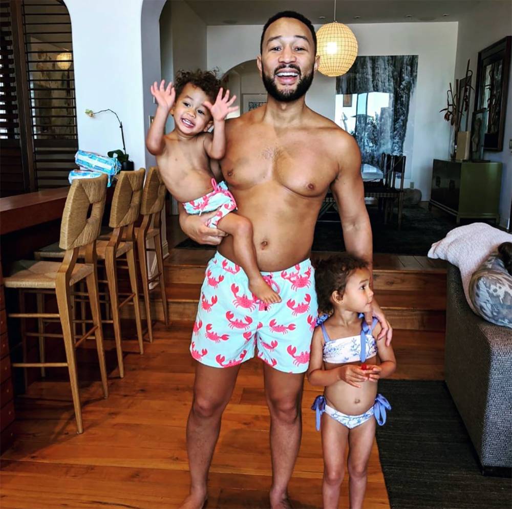 John Legend and 22-Month Old Son Miles Twin in Identical Swim Trunks
