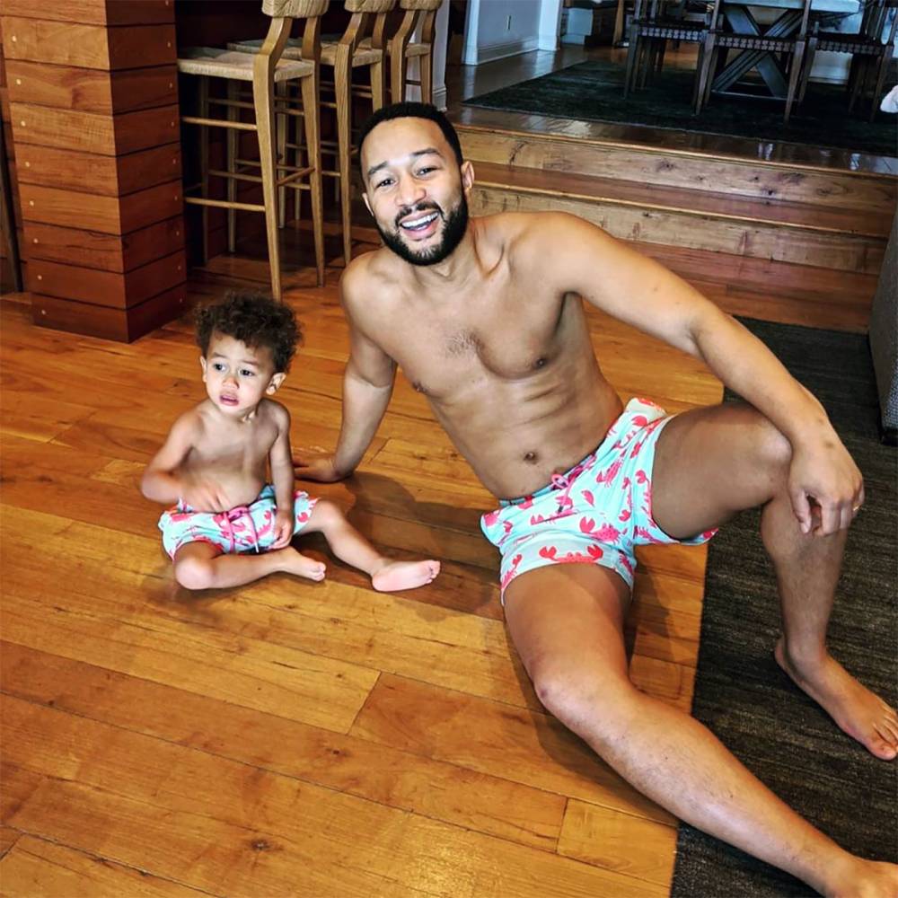 John Legend and 22-Month Old Son Miles Twin in Identical Swim Trunks