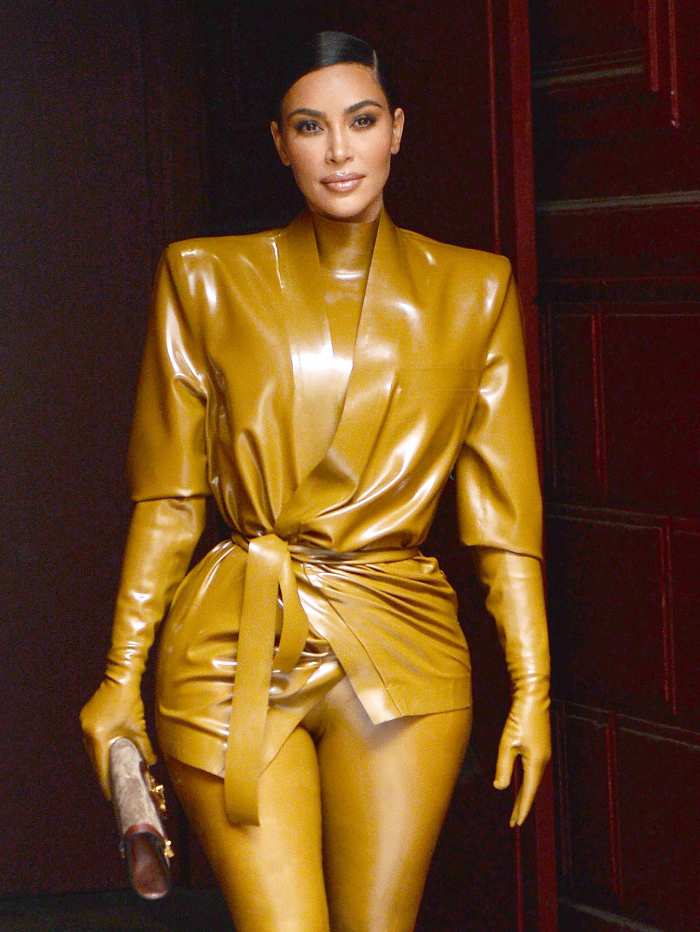 Kim Kardashian Latex PFW Outfit