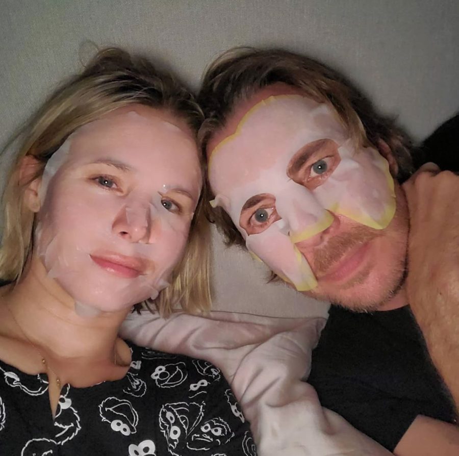 Kristen Bell and Dax Shepard mask