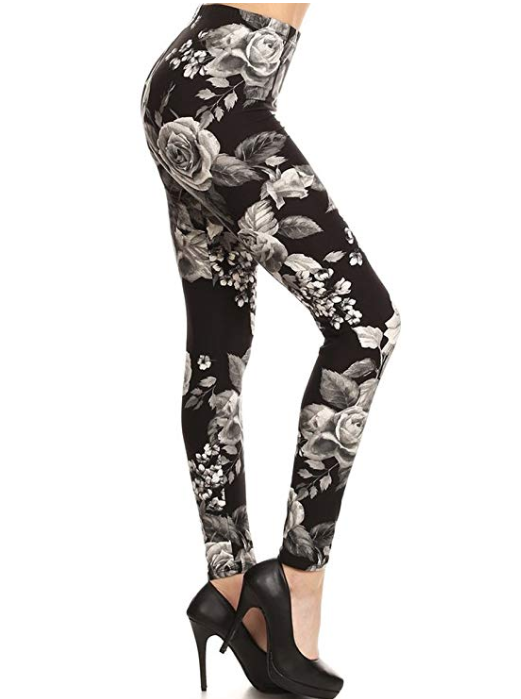 Leggings Depot Women's Ultra Soft High Waist Fashion Leggings (Charcoal Rose)
