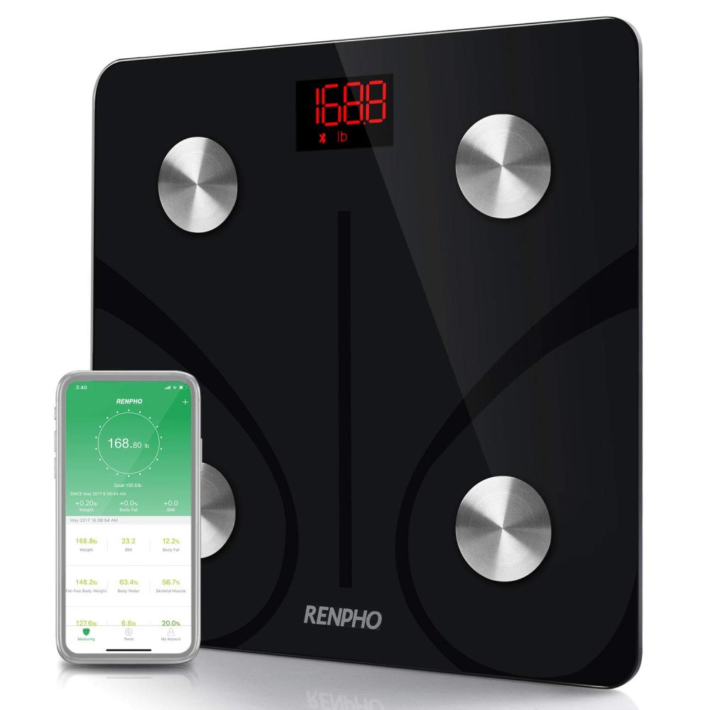 RENPHO Bluetooth Body Fat BMI Smart Scale with Smartphone App (Black)