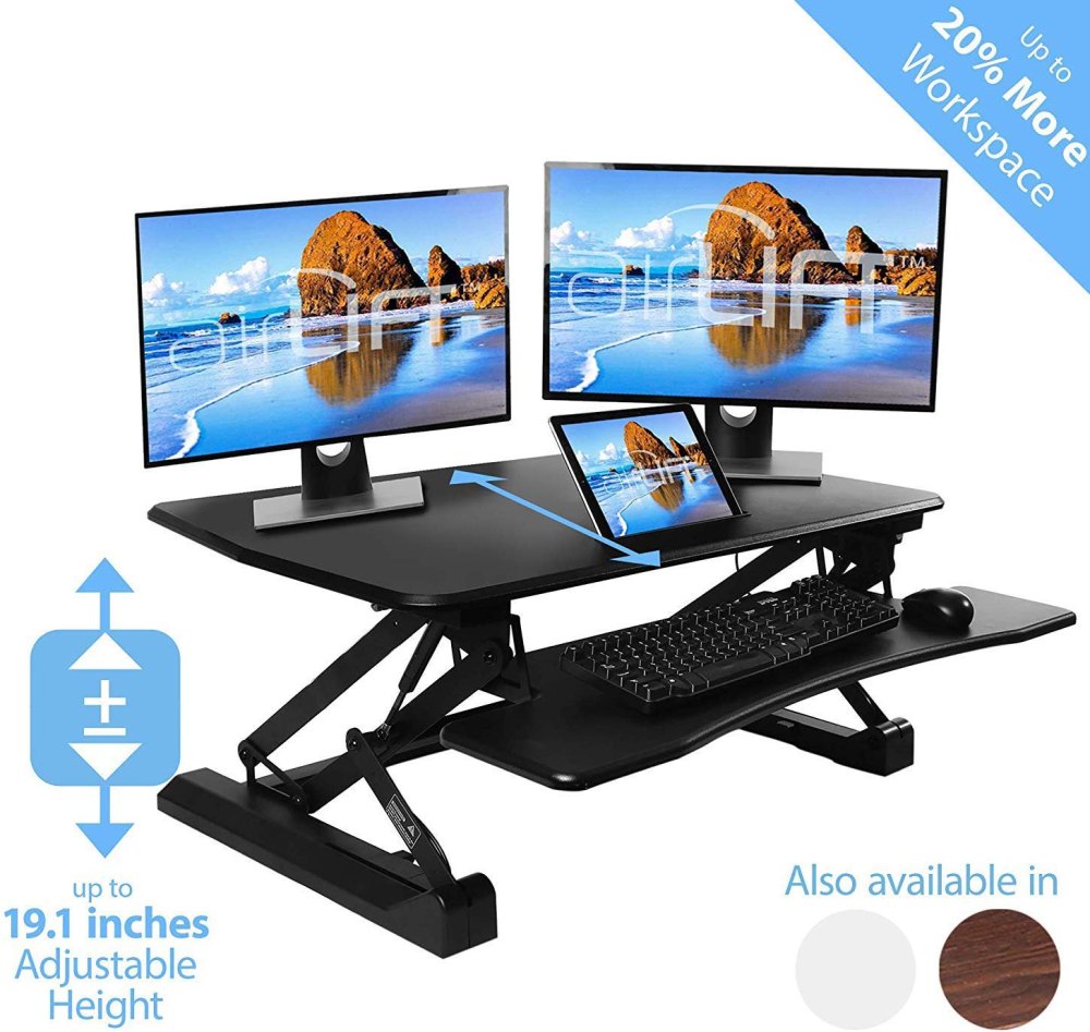 Seville Classics AIRLIFT 36 Gas-Spring Height Adjustable Standing Desk Converter