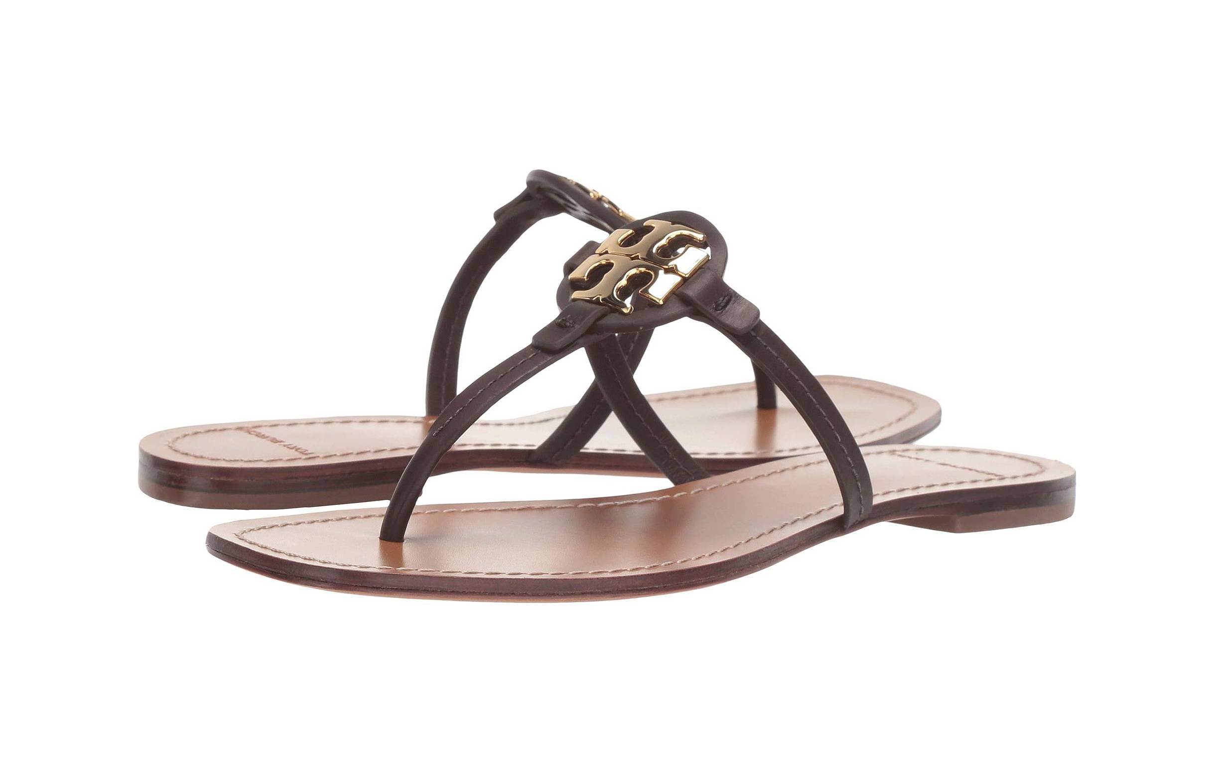Tory Burch Mini Miller Leather Thong (Black Cherry)